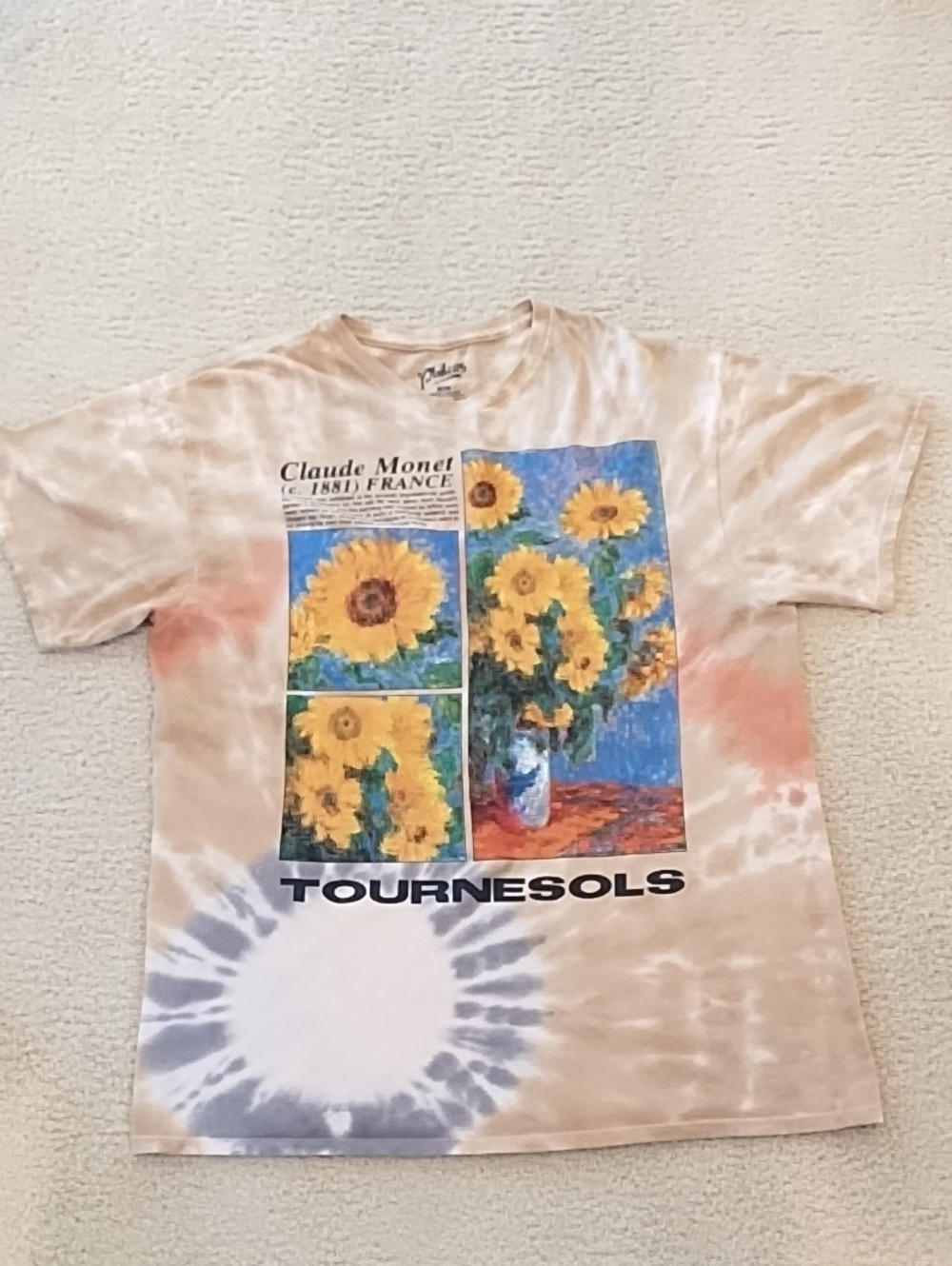 Claude Monet France Sunflower Tournesols Tye-dyed T-shirt Women's Medium